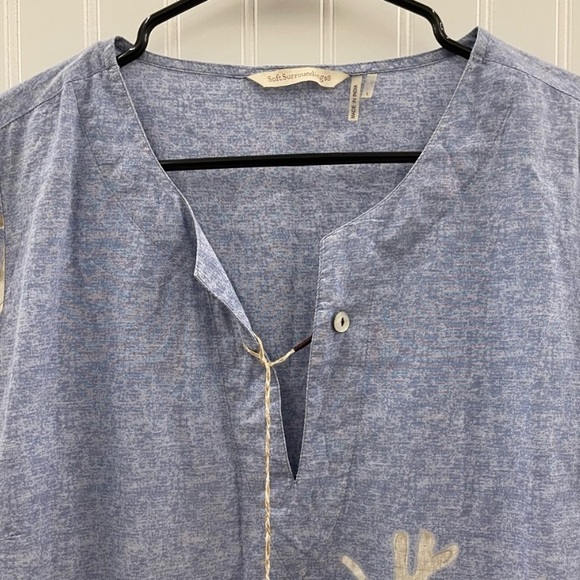 NEW CONDITION Soft Surrounds Blue Cotton Shell Seeker Embroidered Tunic Sz L - Picture 4 of 11